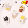 Milk Coffee Cup Creative Cartoon Cat Cat Hiding Cat Oil Drop Lapel Brooch Badge Pin Denim Bag Gift Men Women Fashion Jewelry