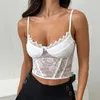 Damen-Tanks, Coquette, Spitze, Blumen-Crop-Top, ärmellos, durchsichtig, Club-Party-Tops, Damen, Sommer, Y2k, sexy Camis, schicke T-Shirts