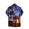 Freizeithemden für Herren, Sommer-T-Shirts, Hawaii-Hemd-Set mit Kokospalmen-Landschaft, für Herren/Damen, Strand, kurzärmelig, Übergröße