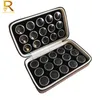 PU Zipper Diamond Jewelry Storage Box Brown Black Leatherette Case With 30 Pcs Round Stone Gem Box Gemstone Display Box 240109