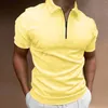 T-shirts pour hommes Chemise d'entraînement à manches longues en coton avec poche pour hommes Compression Plaine Mâle Zipper Court