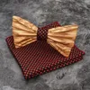 Mahoosive 3D Design Mens Pocket Square Bow Tie Set Wood Tie Gravatas Bowties Wedding Business Suit Wooden Bow Ties Hankies 240109