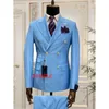 Green Tailor Made Double Breasted Slim Fit Men Suits Wedding Tuxedos Groom Business Party Prom Blazer Costume Homme 240110