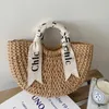 Totes Letter silk scarf hand-held str bag wild semi-circle woven women's rattan beach vacation photocatlin_fashion_bags