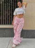 Damesbroek Capri Forefair 2022 Y2K Baggy Cargobroek Dames Lage Taille Sweatpant Roze Vintage Straat Zakken Wijde pijpen Broek Joggers Broek CasualL240110