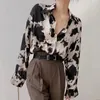 Vache imprimer boutonné chemises femmes à manches longues Blouse mode coréenne vêtements amples en mousseline de soie chemise haut printemps 13486 240109