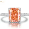 Wong Rain 925 Sterling Silver Created Padparadscha 보석 Birthstone 결혼식 약혼 반지 Fine Jewelry Wholesale 240109