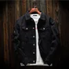 2023 Autumn Men' Jean Jacket Slim Fit Cotton Denim Red White Black Ripped Hole Coats Men Cowboy Outwear AC8 240109