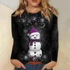 Camisetas para mujer, jersey de Navidad, Top estampado de invierno, moda de ocio, Tops de manga larga con cuello redondo, sudadera para mujer 2024