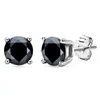 Stud 925 Sterling Silver 0.5-1 Moissanite 4 griffes rondes boucles d'oreilles noires mode tempérament à la mode conception avancée luxe léger YQ240110