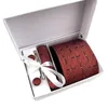 Boutique 7.5-8cm gravata larga conjunto vermelho azul roxo gravatas masculinas e femininas lenço abotoaduras caixa de presente de natal 240109
