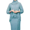 Ethnische Kleidung 2 stücke Abaya Muslimische Frauen Spitze Plissee Tops Maxi Rock Set Türkei Kaftan Arabische Robe Dubai Islam Eid party Kleid Femme Outfits