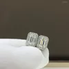 Boucles d'oreilles Geoki en argent sterling 925, total 2 ct, coupe parfaite, test de diamant réussi, couleur D, forme émeraude, bijoux de luxe en moissanite