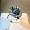 Anel de diamante de ouro 18k real para mulheres para participar de festa peridoto pedras preciosas anillos de casamento diamante joias de noivado caixa de anel fino 240109