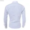 Men's T-Shirts Men's Shirt Luxury Casual Formal Long Sleeve Slim Fit Business Dress Shirts Tops commute office work shirt tops male clothingL240110