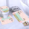 Shower Curtains Pink Striped Girl Print 3D Shower Curtain Romantic Polyester Bathroom Curtain Anti-slip Bath Mat Set Toilet Rugs Carpet Decor