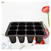 Fioriere Vasi di plastica Vivaio Vaso di piante Germinazione Grow Box 12 celle Nero Vassoio di propagazione Forniture da giardino Goccia di alta qualità Deli Dh04T