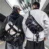 Waist Bags 2024 Leather Patchwork Street Casual Sport Crossbody Chest Bag Men Women Techwear Multifunction Waterproof Travel Shoulder