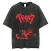 Berserk T-shirt da uomo T-shirt lavata Anime giapponese Guts Graphic Tshirt Hip Hop Streetwear Estate Casual Cotone manica corta Tees Wbyb 1g52n