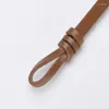 Belts 1cm High Quality Real Cowskin Leather Belt Fashion Knot Buckle Retro Ladies Thin For Women Wild Jumpsuit Ceinture
