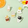 Milk Coffee Cup Creative Cartoon Cat Cat Hiding Cat Oil Drop Lapel Brooch Badge Pin Denim Bag Gift Men Women Fashion Jewelry