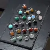 Bague en pierre naturelle pour femmes, 10mm 12mm, blanc, bleu, Turquoise, opale, cristal rose, Chakra, anneau ouvert, bijoux