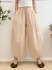 Women's Pants Capris Retro Lantern Pants for Women 2023 Sumemr Baggy Cotton Linen Home Bloomers Khaki Oversize Women's Harem Pants with Pockets CargoL240110