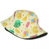 Berets Summer Beach Vacation Getaway Headwear Fruit Lemon Accessories Bucket Hat Streetwear Sun Hats Bob Fisherman