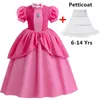 Peach Princess Halloween Costume for Kids Cosplay Dress Children Performance Clothes Carnival Party Outfits 240109