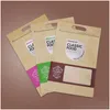 Packing Bags Wholesale 500Pcs/Lot Heat Seal Stand Up Vae Zip Lock Kraft Paper Packaging Window Biscuit Zipper Storage Pouch Drop Del Dhcj3