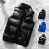 Vest Winter Capuchon Glanzend Katoen Casual Vest Heren Mouwloze Jas Warme Overjassen Rits Effen Kleur Heren Vesten 240109