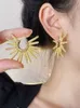 bottegaly venettaly high-end gold silver frosted sunflower earrings for women in temperament metal earrings celebrity