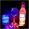 Mats Pads Led Bottle Stickers Coasters Light 4Leds Sticker Flashing Lights For Holiday Party Bar Home Use Drop Delivery Garden Kit Dhfi3