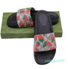 Sandales d'été de styliste pour femmes, sac anti-poussière, chaussures de carte, imprimé Floral fraise, toile coulissante en caoutchouc, fleurs vertes