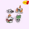 skull in Mushroom Candle Cactus namel Brooch Funny Killers Black Kitty Mew Denim Lapel Pin Fashion Bag Badge Jewelry Gift fo