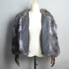 Frauen Echt Silber Fuchs Pelz Mäntel Winter Warme Natürliche Fuchs Pelz Jacken Russische Dame Kurzen Stil Echten Fuchs Pelz Outer 240110