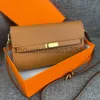 kellyity bag Designer Crossbody Bag Womens lychee leather Shoulder bag Luxurys Fahsion Gold silver button Wallet Messengers Lady Handbag Purse 24cm
