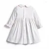 Платья для девочек, коллекция 2024 года, Clibeso, винтажные хлопковые белые костюмы с копчиками для детей, ручная работа, вышивка, цветы, одежда для детей