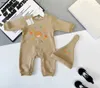 Brand infant jumpsuits Cartoon pattern printing boys girls Plush set Size 59-100 winter newborn baby Crawling suit and hat Jan10