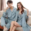 Homens mancha seda pijama conjunto homens sleepwears sexy macio homme acolhedor cetim camisola casais lounge nightwear casa amantes 240110