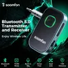 Conectores Soomfon Aux para Bluetooth Adaptador de carro 2 em 1 Bluetooth Transmissor Receptor Jack de 3,5 mm para fones de ouvido Home Stereo Handsfree Car Ki