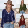 Blusas femininas pleuche camisa 2024 manga longa elegante veludo topo solto blusa de roupa interior