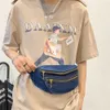 Denim Crossbody Sling Bags Women Vintage Anpassning Street Sports Fanny Packs Stylish Mångsidig Dams Zipper Chest Bag Dom 240109