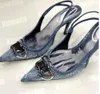 2024ss Nouveau D-Venus Denim Talons Slingback Femmes Sandales Pompes D Kittie Toile D Venus Beach Été Luxe Designer Femmes Talon Haut 85