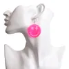 Boucles d'oreilles tendance néon jaune rose acrylique goutte pour femmes filles Transparent Fluorescence grand rond bijoux de mode