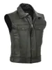 Men Motorcycle Leather Vest Solid Color Large Pocket Sleeveless Biker Jackets Vintage Casual Male Plus Size S5XL 240109