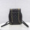 Caviar Quilted 10a Zaino classico da donna Borsa in pelle Italia Borse Pelle di vitello Vera pelle dorata Hardware con coulisse Borse a secchiello Grandi