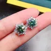 Stud perdere soldi verde Moissanite cz orecchino a bottone vero argento sterling 925 gioielli festa orecchini da sposa per le donne regalo nuziale YQ240110