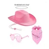 Baskar stor randen cowgirl hatt för kvinnlig västra topp jazz-hatt glasögon halsdukar Bachelorette Party Costume Women Accessories