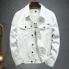 Sonbahar yüksek kaliteli erkek denim ceket beyaz siyah mavi moda gündelik düğme streç sokak kişilik denim ceket s-5xl 240110